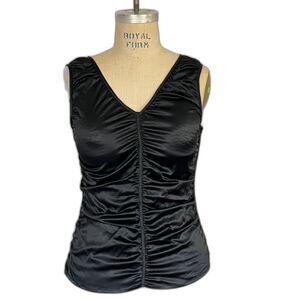 Blue Ice Silk Satin Ruched Tank Top Size 8